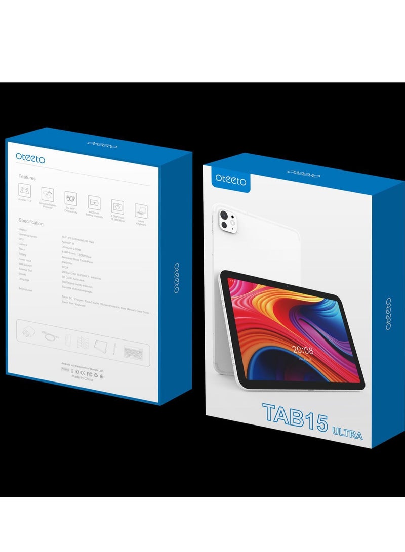 Oteeto Tab 15 Ultra | 10.1'' FHD Display | Ultra-Fast Octa-Core | 12GB RAM + 512GB ROM | Android 14 | 6000mAh Powerhouse | Dual SIM | Premium Performance & Style, Grey - Image 2