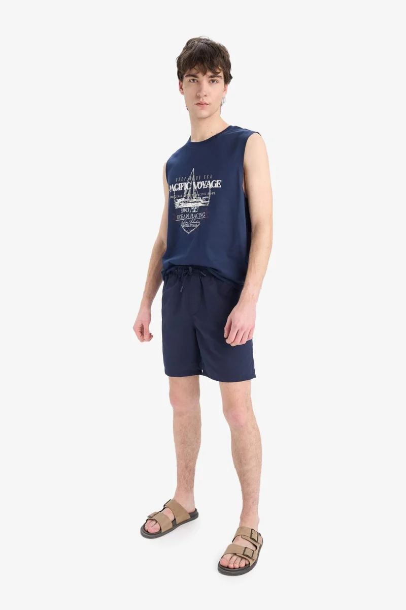 DeFacto Regular Fit Printed Crew Neck Cotton Tank Top