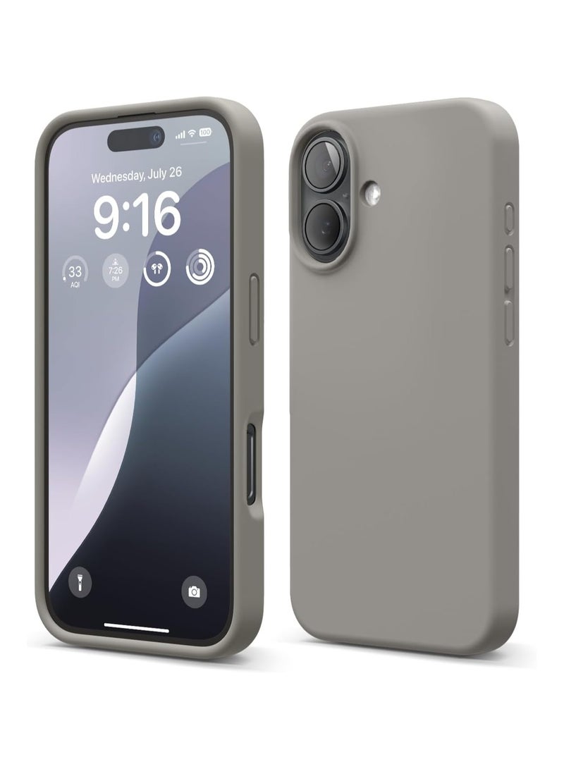 أكاليكس جراب سيليكون متوافق مع iPhone 16، جراب هاتف سيليكون سائل رفيع مع مصد مطاطي ناعم مقاوم للصدمات مكون من 3 طبقات مع بطانة من مادة TPU (رمادي متوسط) - Image 1