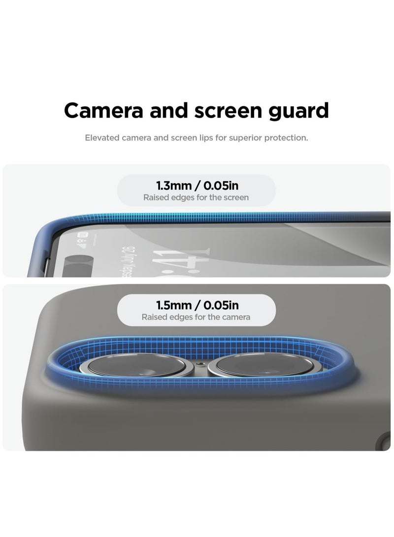 أكاليكس جراب سيليكون متوافق مع iPhone 16، جراب هاتف سيليكون سائل رفيع مع مصد مطاطي ناعم مقاوم للصدمات مكون من 3 طبقات مع بطانة من مادة TPU (رمادي متوسط) - Image 4