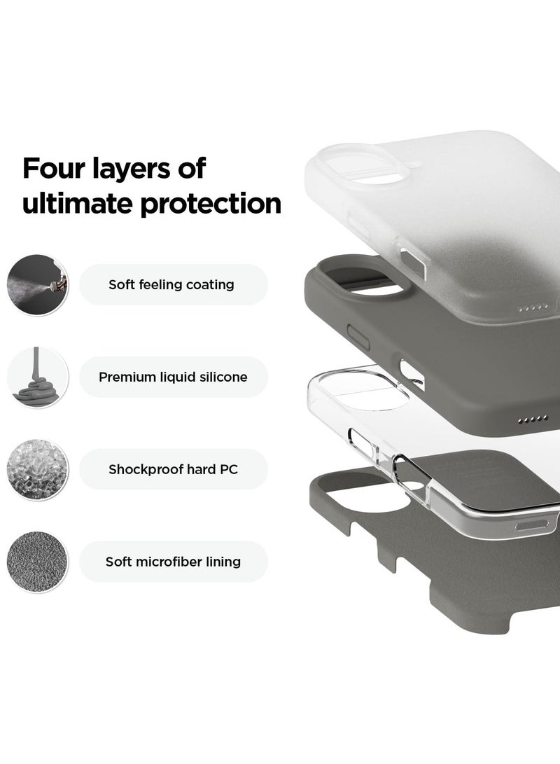 أكاليكس جراب سيليكون متوافق مع iPhone 16، جراب هاتف سيليكون سائل رفيع مع مصد مطاطي ناعم مقاوم للصدمات مكون من 3 طبقات مع بطانة من مادة TPU (رمادي متوسط) - Image 5