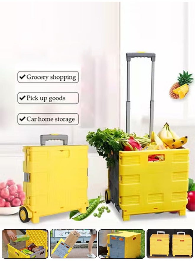 DUNISO Folding Shopping Cart with Telescopic Handle and Durable Wheels, Adjustable Height,Portable Uncovered Trolley Suitable for Easy Transportation of Groceries, Shopping, Office, Storage, Camping, Picnic,Office Supplies and Travel Needsart - Image 1