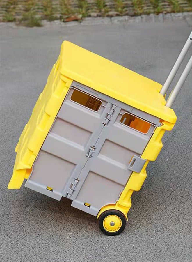 DUNISO Folding Shopping Cart with Telescopic Handle and Durable Wheels, Adjustable Height,Portable Uncovered Trolley Suitable for Easy Transportation of Groceries, Shopping, Office, Storage, Camping, Picnic,Office Supplies and Travel Needsart - Image 5