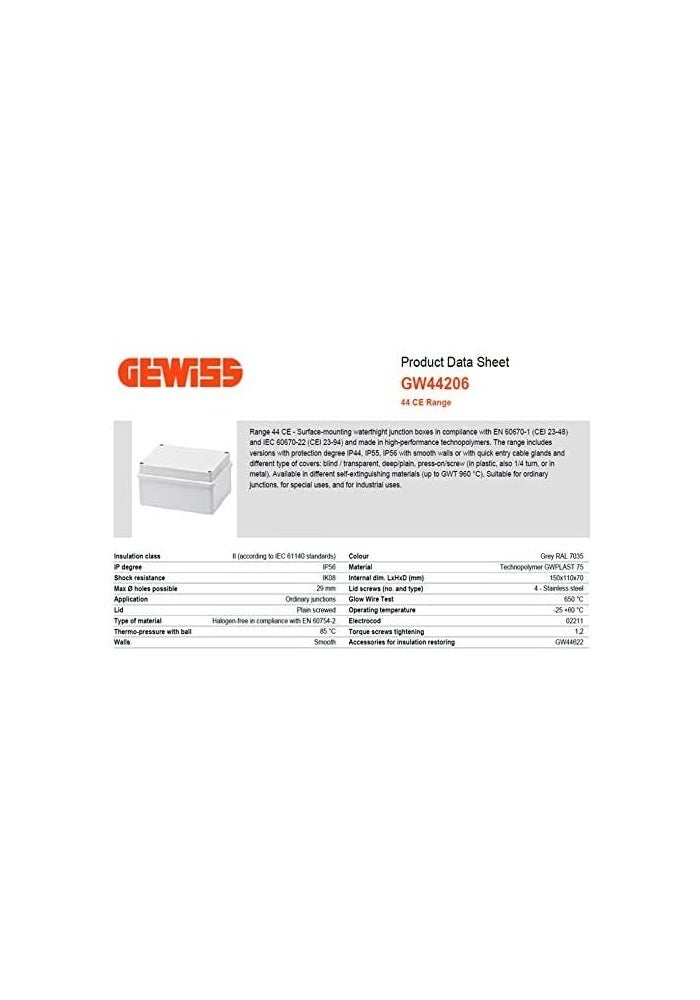 Gewiss GW44206 Plastic Electrical Junction Box - Image 3