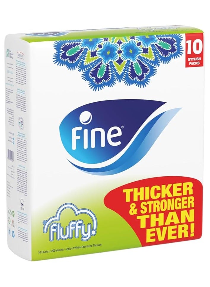 FINE FACIAL TISSUE PACK 130 SHEETS X 2 PLY, BUNDLE OF 10 STERILIZED FLUFFY TISSUES - Image 1