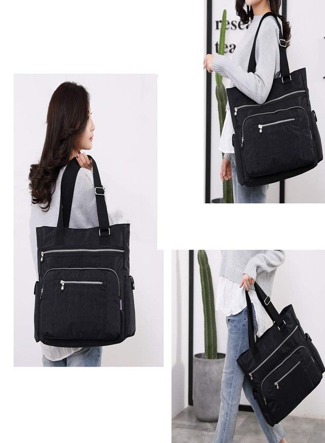 Lavogel Multi Pocket Nylon Totes Handbag Large Shoulder Bag Travel Purse Bags For Women, X-black, One size - Image 4