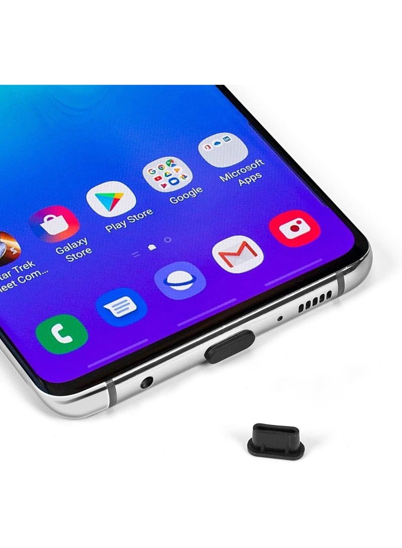 غطاء USB C، عبوة 20 قطعة، سدادات موانع الغبار لمنفذ الشحن من نوع C لأجهزة iPhone 17 16 15 Pro Max، سامسونج جالكسي S24، S23، S22، S21، S20، A53، Note 20، Pixel، MacBook، الكمبيوتر المحمول، وكل الأجهزة التي تستخدم USB C - أسود - Image 3
