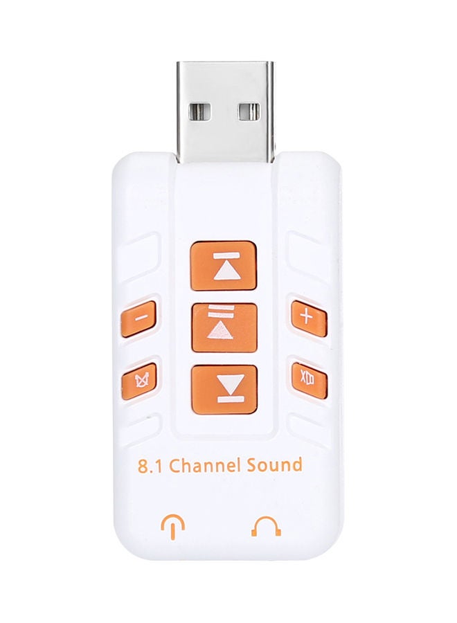 NIBEMINENT 3D Stereo 8.1 Channel USB Audio Adapter External Sound Card For Skype Headsets White