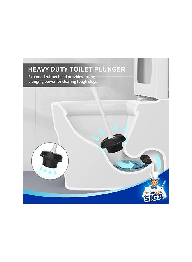 promass Toilet Plunger and Bowl Brush Combo for Bathroom Cleaning, White, 1 Set - Image 4