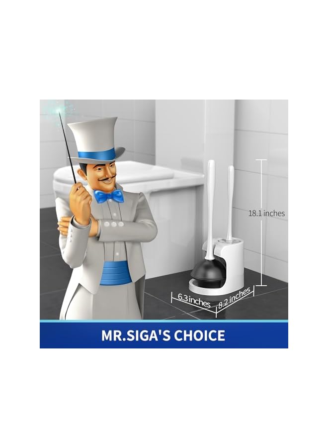 promass Toilet Plunger and Bowl Brush Combo for Bathroom Cleaning, White, 1 Set - Image 2
