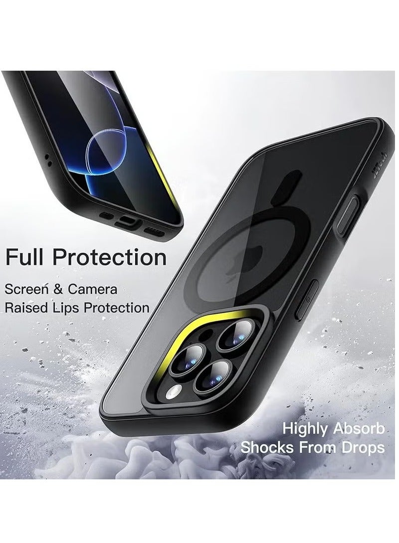 Denx Magnetic Case for iPhone 16 Pro Max [Shockproof & Slim] Clear Hard Back Cover with high-Grade Protection | Black - Image 3