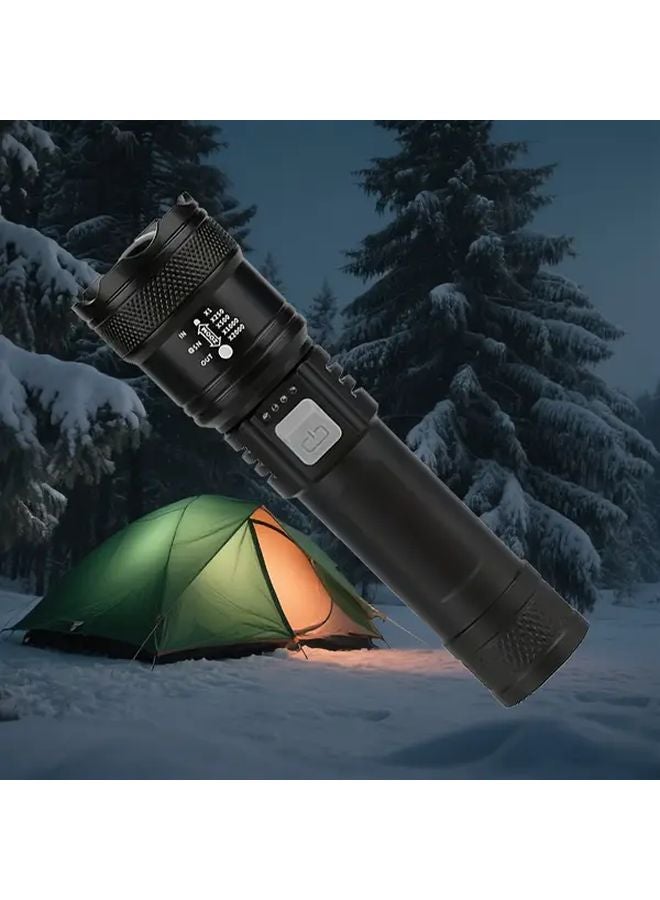 مصباح يدوي لامع قابل لتكبير الشعاع مع شحن سريع عبر USB، 3 في 1، شاشة LCD لمؤشر البطارية، مصباح طوارئ - Image 3