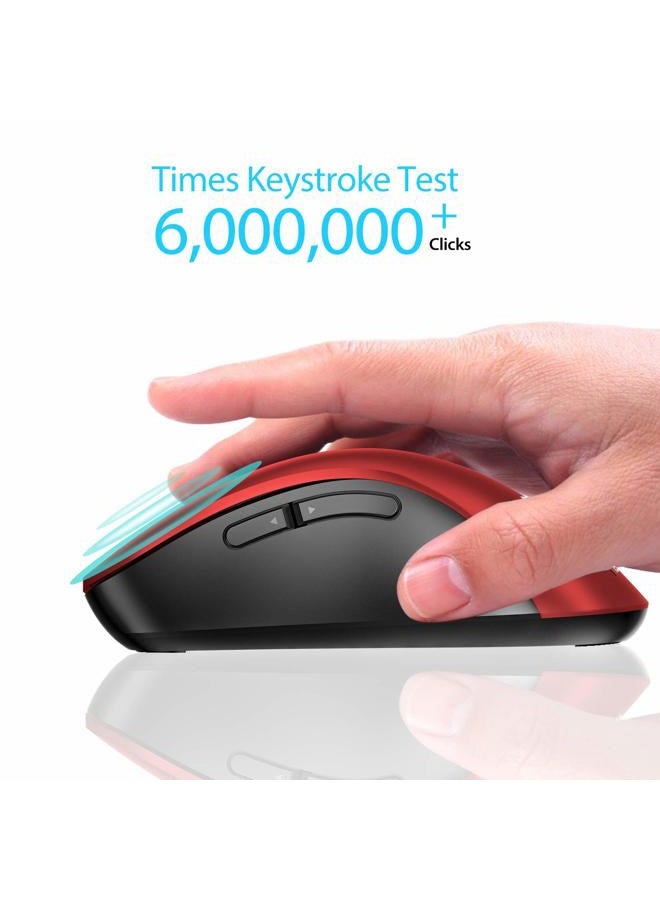 Memzuoix 2.4G Wireless Mouse Portable Mobile Cordless Mouse with USB Receiver 1000 DPI Ergonomic Computer Wireless Mouse for Laptop Desktop Mac PC 5 Buttons Red - Image 4