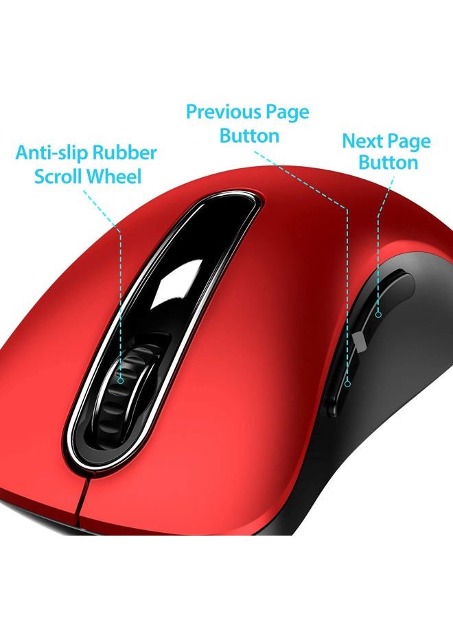 Memzuoix 2.4G Wireless Mouse Portable Mobile Cordless Mouse with USB Receiver 1000 DPI Ergonomic Computer Wireless Mouse for Laptop Desktop Mac PC 5 Buttons Red - Image 3