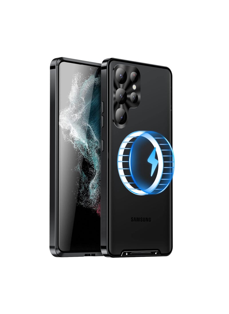 Aookay - Metal Case for Samsung S22 Ultra -Fit for MagSafe Wireless Charger - Translucent Matte Back with Camera Lens Protection, Magnetic Case Cover for S22 Ultra (Not Built with Front Screen Protector) Black - Image 1