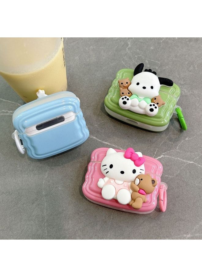 Generic - Three-dimensional Cute Cartoon For AirPods 3 Protective Shell 1/2/3 Generation Wireless Bluetooth Headset Cover Pro2 Japan And South Korea-Color:Pudding Dog + Hook-Model:Airpods Pro - Image 1