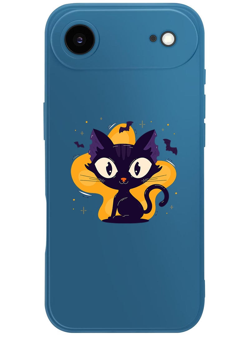 Theodor Protective Slim Fit Case Liquid Silicone Cover with Full Body Protection Anti-Scratch Shockproof Case For Apple iPhone 17 Air (Blue) Black Cat Halloween - Image 1