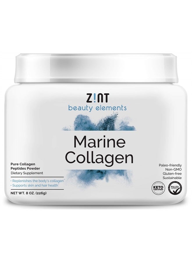 Zint مسحوق الكولاجين البحري المعالج (8 أونصات): مكملات بروتين ببتيدات الكولاجين المضادة للشيخوخة من اليابان - بدون نكهة، معتمد بالباليو، مستدام، غير معدّل وراثيًا - للجمال، البشرة، الشعر والأظافر - Image 1