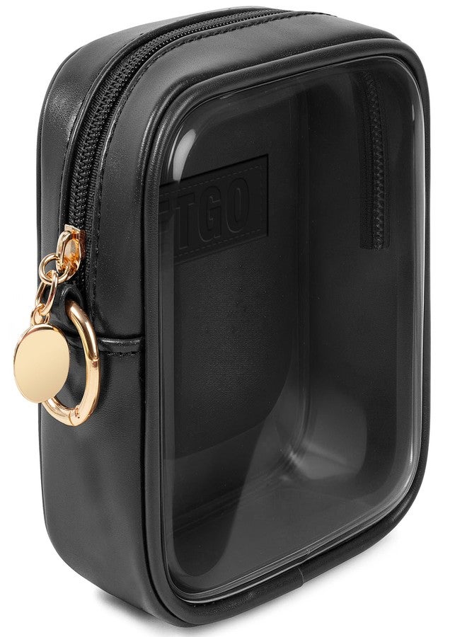 LETGO Mini Clear Makeup Bags Clear Cosmetic Bag Cute Makeup Organizer Storage Purse Travel Essentials Travel Size Toiletries Bag Car Accessories for Women Men (Mini Black) - Image 1