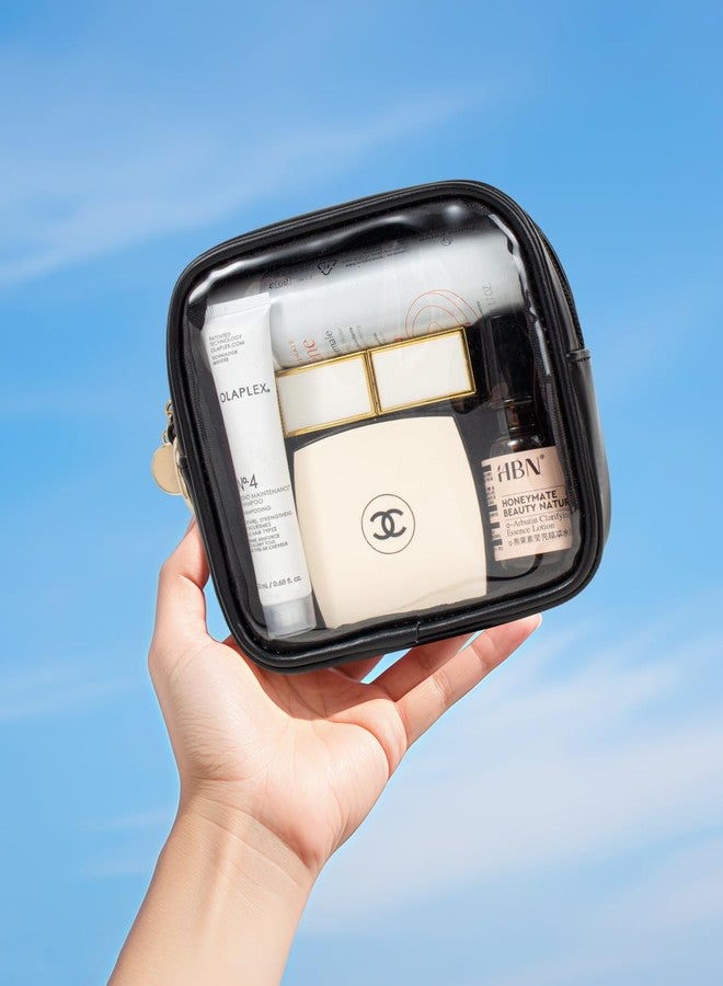 LETGO Mini Clear Makeup Bags Clear Cosmetic Bag Cute Makeup Organizer Storage Purse Travel Essentials Travel Size Toiletries Bag Car Accessories for Women Men (Mini Black) - Image 5