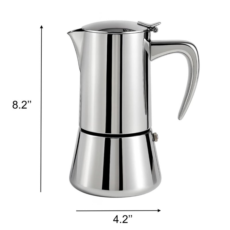 Natier Stainless Steel Stovetop Espresso Maker â€“ Italian Moka Pot, Induction Compatible Espresso Coffee Maker with Safety Valve (6 Cups) - Image 3
