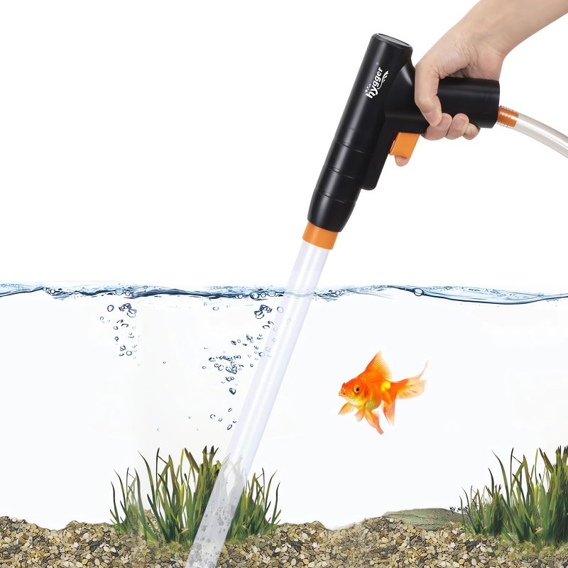 hygger Aquarium Gravel Cleaner, New Quick Water Changer with Air-Pressing Button Fish Tank Sand Cleaner Kit Aquarium Siphon Vacuum Cleaner with Water Hose Controller Clamp - Image 1