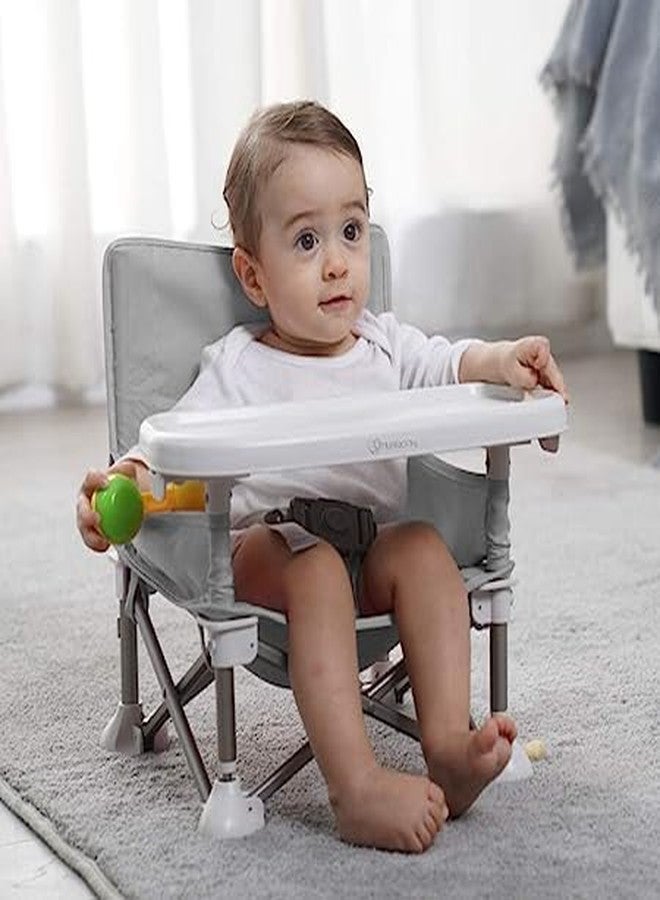 Jolfay Baby Chair Booster Seat Portable Baby Seat Children's Chair Compact Folding Booster High Chair with Straps for Indoor and Outdoor Use Ideal for Camping Beach Lawn (baby chair folding with Tray for Baby) - Image 3