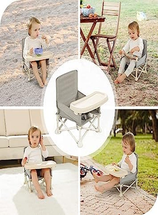 Jolfay Baby Chair Booster Seat Portable Baby Seat Children's Chair Compact Folding Booster High Chair with Straps for Indoor and Outdoor Use Ideal for Camping Beach Lawn (baby chair folding with Tray for Baby) - Image 2