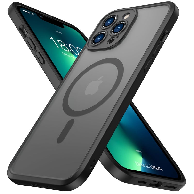 ImpactStrong Magnetic Guard Designed for iPhone 13 Pro Max Case [Camera Protection] [Military Grade Drop Tested] [Compatible with MagSafe] Slim Translucent Matte Phone Case (6.7") - Black - Image 1