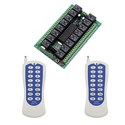 eMylo DC 12V جهاز تحكم عن بعد لاسلكي لمفتاح الضوء اللحظي 16CH 433Mhz مستقبل ريلاي مع جهاز الإرسال - Image 1