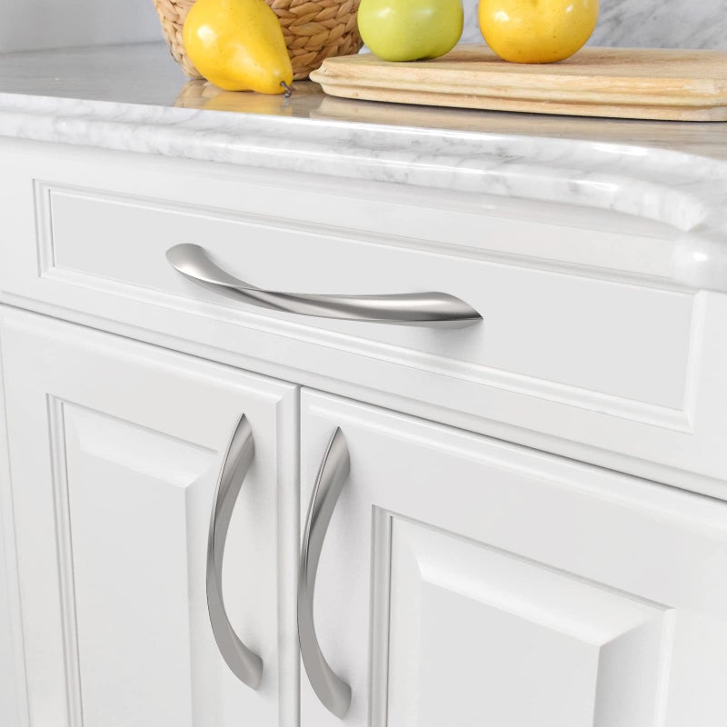 Amerdeco 10 Pack Brushed Satin Nickel 5 Inch(128mm) Hole Centers Kitchen Arch Twisted Cabinet Pulls Cabinet Hardware Kitchen Handles for Cabinets Cupboard Handles Drawer Pulls ZH0048 - Image 3