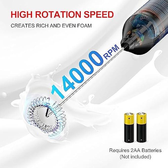 Bonsenkitchen Electric Milk Frother Automatic Milk Foam Maker For Bulletproof Coffee Matcha Hot Chocolate Stainless Steel Whisk Battery Operated Mini Drink Mixer Blender - Image 3