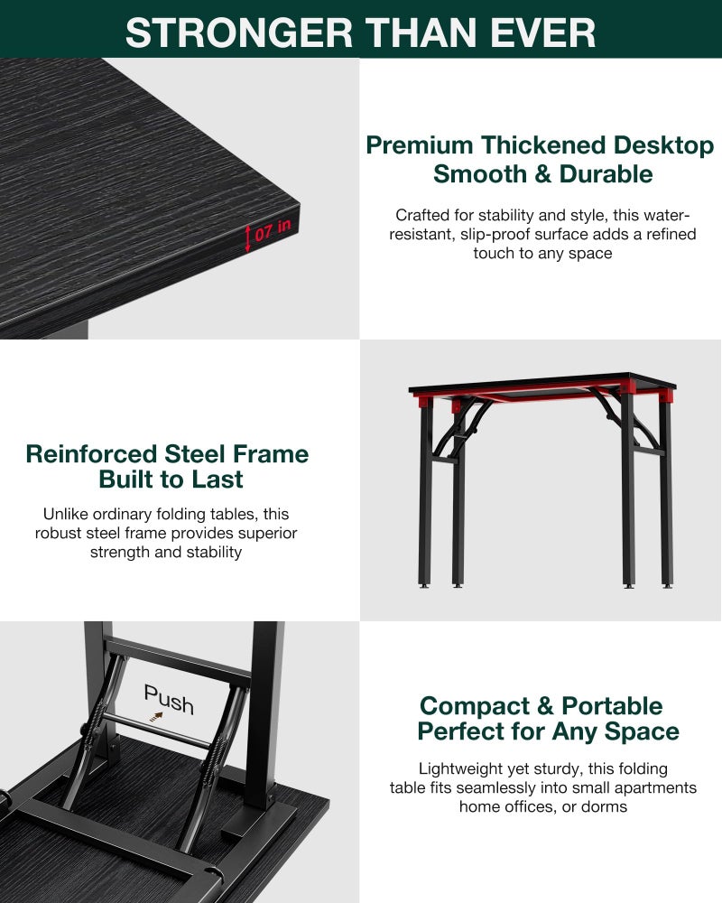 Frylr Small Folding Computer Desk â€“ Portable 35.8 Inch Foldable Laptop Table, Collapsible and Compact for Easy Storage and Fast Setup, Lightweight for Small Spaces, Craft and Study Use, Dark Oak - Image 4