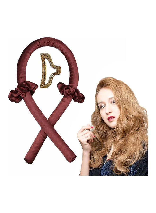 NIBEMINENT Heatless Hair Styling Ribbon Set Brown - Image 1