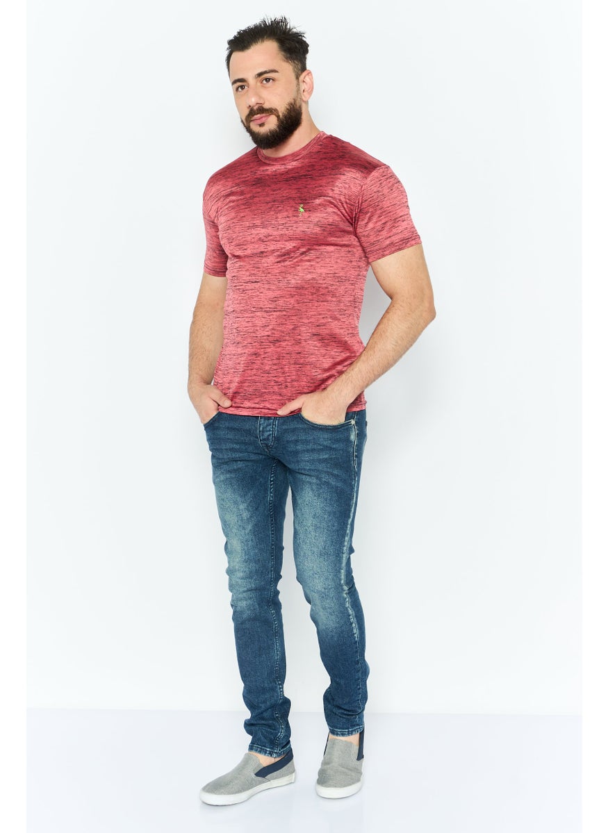 Tailorbyrd Men Crew Neck Short Sleeve Heather T-Shirt, Coral  - Image 4