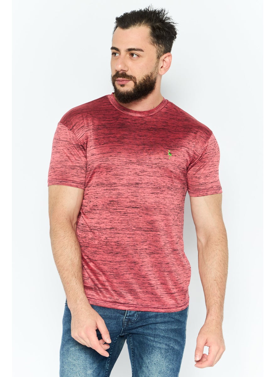 Tailorbyrd Men Crew Neck Short Sleeve Heather T-Shirt, Coral  - Image 1