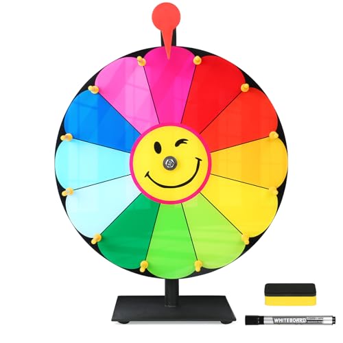 Delizon 12 Inch Color Prize Wheel, 12 Slot Spinning Wheel Fortune Game, Holiday Activities, Party, Classroom or Home Education, Sunflower Pattern - Image 1