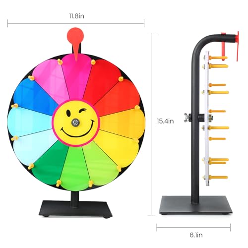 Delizon 12 Inch Color Prize Wheel, 12 Slot Spinning Wheel Fortune Game, Holiday Activities, Party, Classroom or Home Education, Sunflower Pattern - Image 2