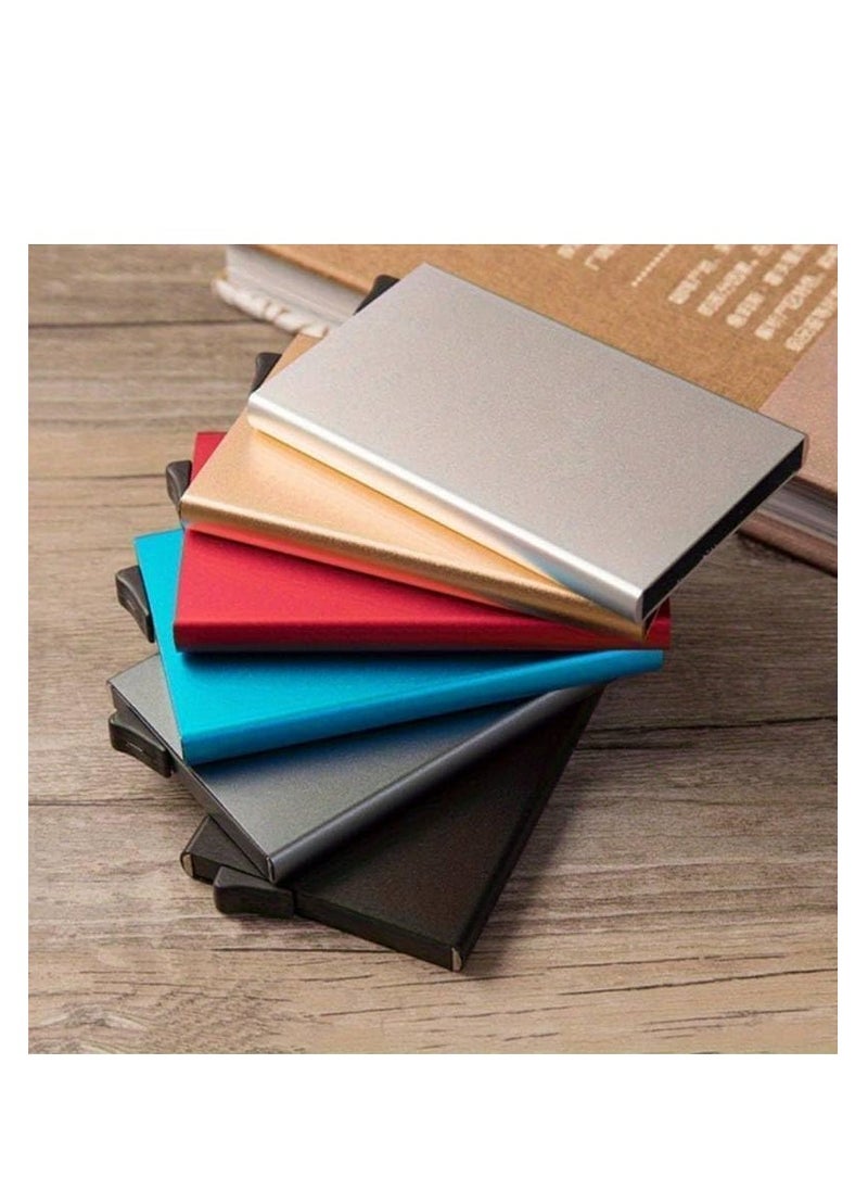 Generic RFID Smart Card Storage Wallet, Slim Aluminum Card Holder with Elastic Back Pocket for Travel Card Holder (Red)  - Image 5
