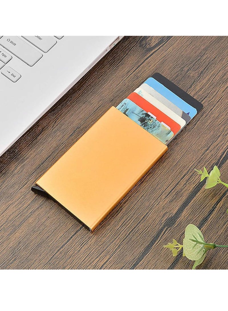 RFID Smart Card Storage Wallet, Slim Aluminum Card Holder with Elastic Back Pocket for Travel Card Holder (Red)