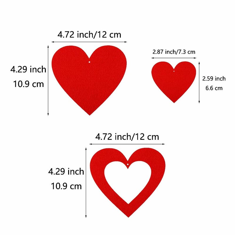 SaktopDeco 30 PCS Red Felt Heart Ornaments Heart Shaped Ornaments Bulk Hanging Decorations for Wedding Valentine Party Decoration - Image 2