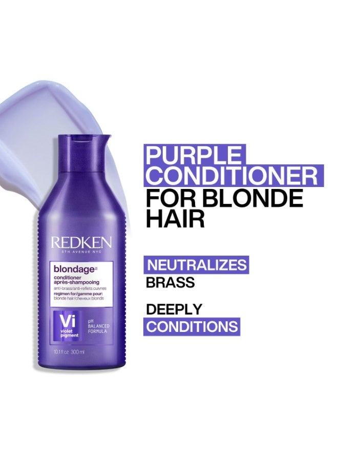 Redken Blondage Purple Shampoo and Conditioner Set For Blonde & Highlighted Hair - Neutralizes Brass & Moisturizes Hair With Pure Violet Pigments, Color Depositing, 10.1 Fl Oz (Pack of 2) - Image 3
