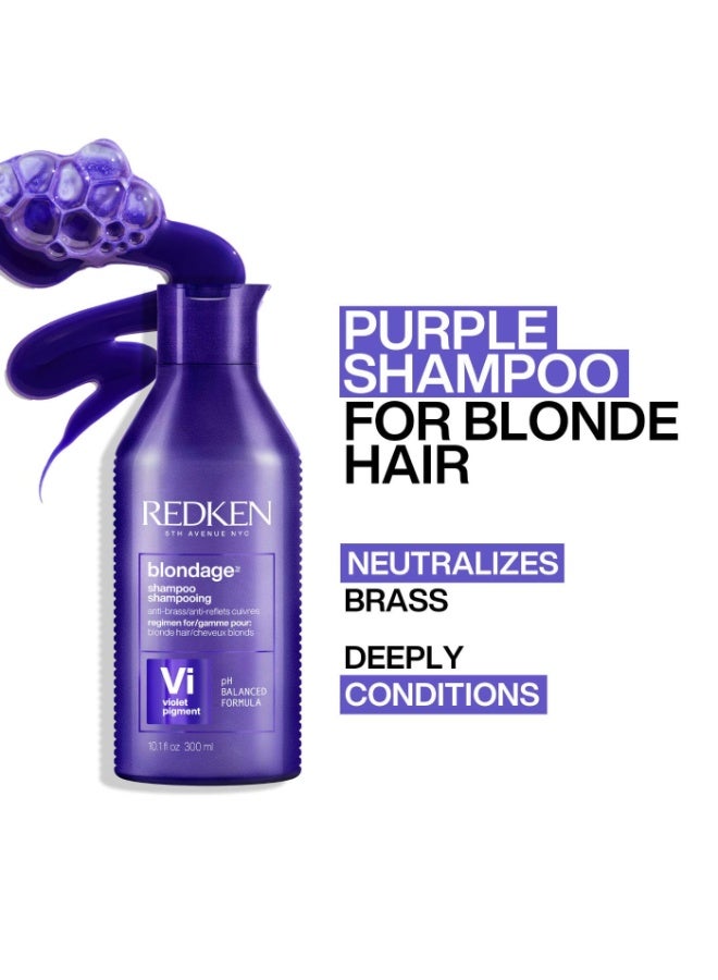 Redken Blondage Purple Shampoo and Conditioner Set For Blonde & Highlighted Hair - Neutralizes Brass & Moisturizes Hair With Pure Violet Pigments, Color Depositing, 10.1 Fl Oz (Pack of 2) - Image 2