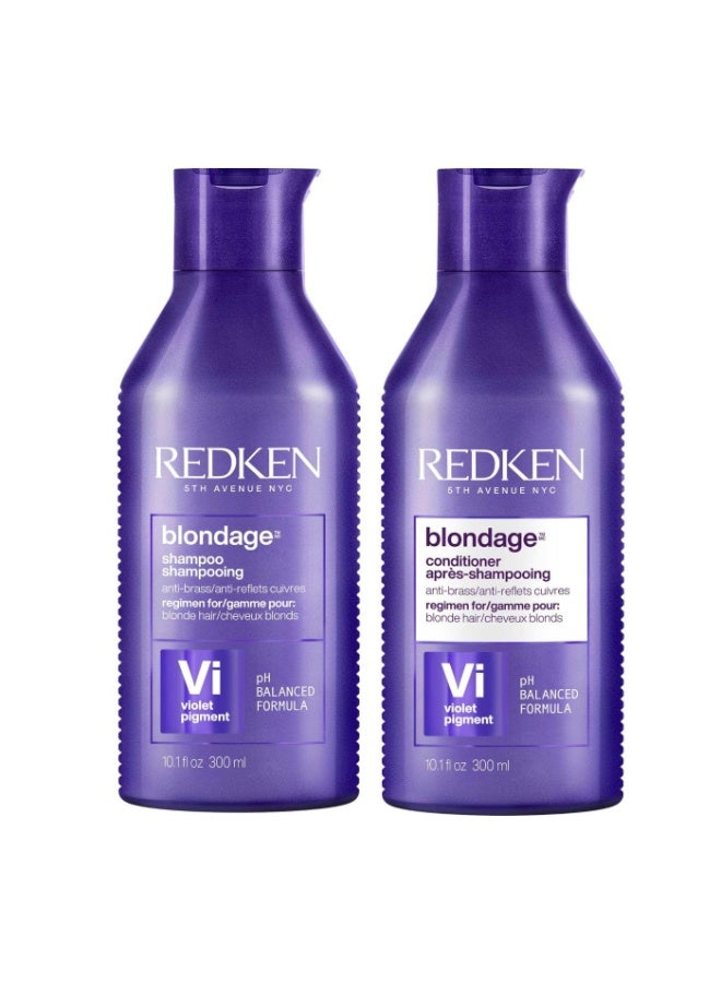 Redken Blondage Purple Shampoo and Conditioner Set For Blonde & Highlighted Hair - Neutralizes Brass & Moisturizes Hair With Pure Violet Pigments, Color Depositing, 10.1 Fl Oz (Pack of 2) - Image 1