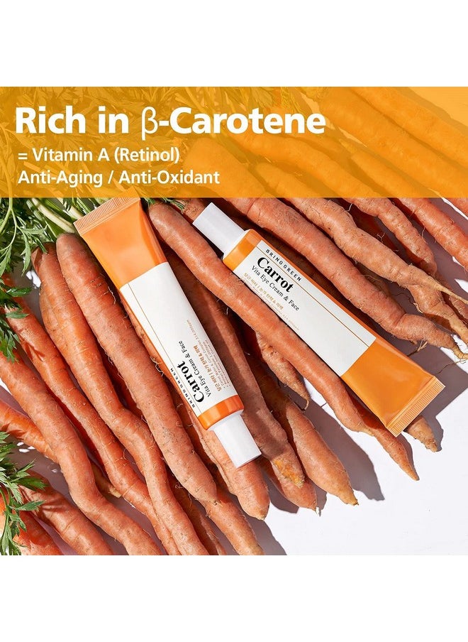Carrot Vita Eye Cream & Face Double Set (2 Count) Antiaging Wrinkles Eyecream With Vitamins C B E Retinol Betacarotene Improve Skin Tone Dark&Red Spots 1.01 Fl.Oz. X2 30Ml+30Ml