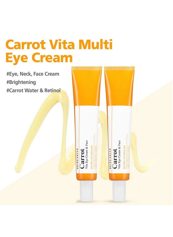 Carrot Vita Eye Cream & Face Double Set (2 Count) Antiaging Wrinkles Eyecream With Vitamins C B E Retinol Betacarotene Improve Skin Tone Dark&Red Spots 1.01 Fl.Oz. X2 30Ml+30Ml