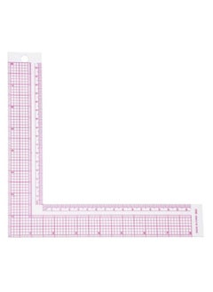 1PC L-Shape Sewing Ruler Plastic L-Square Curve Ruler with Metric & Inch Measurements, Right Angle Tailor Craft Tool for Drawing, Cutting, Durable Transparent Grid Design