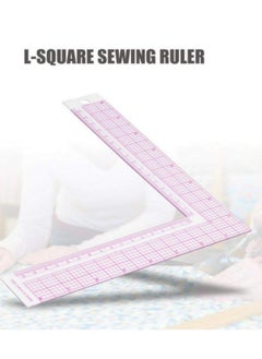 Generic 1PC L-Shape Sewing Ruler Plastic L-Square Curve Ruler with Metric & Inch Measurements, Right Angle Tailor Craft Tool for Drawing, Cutting, Durable Transparent Grid Design  - Image 4