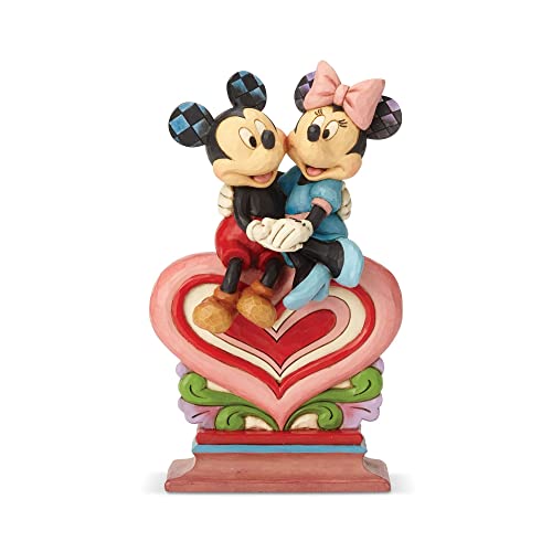 Enesco Enesco Disney Traditions by Jim Shore Mickey and Minnie Mouse Sitting on Heart Figurine 85 Inch Multicolor