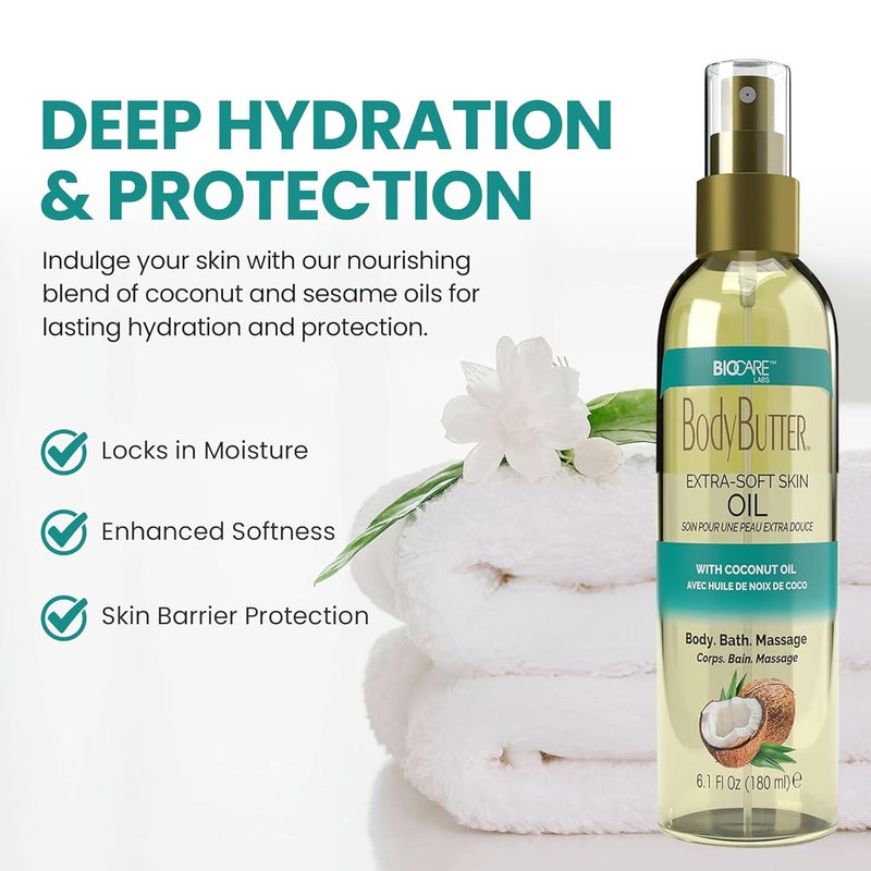 Biocare ExtraSoft Skin Body Oil with Coconut Oil 6 oz - Image 2